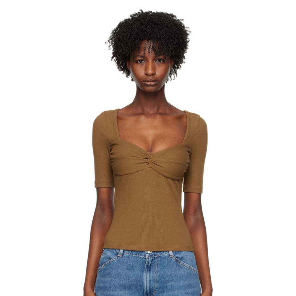 Citizens of Humanity Brown Knit Short Sleeve Top